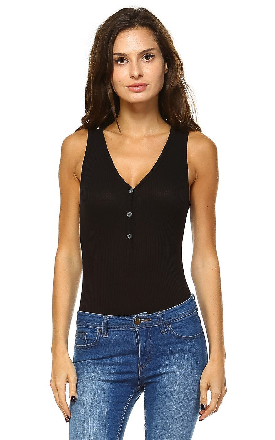 Tank Bodysuit for Woman with Soft Ribbed Sleeveless