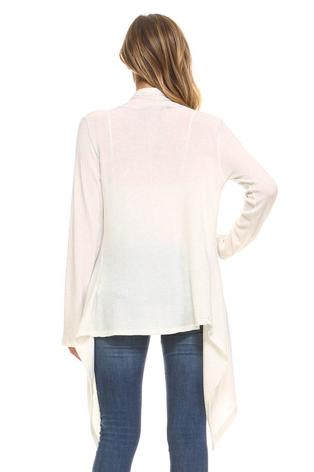 Ivory Asymmetric Tunic Knit Cardigan With Button Trim Detail