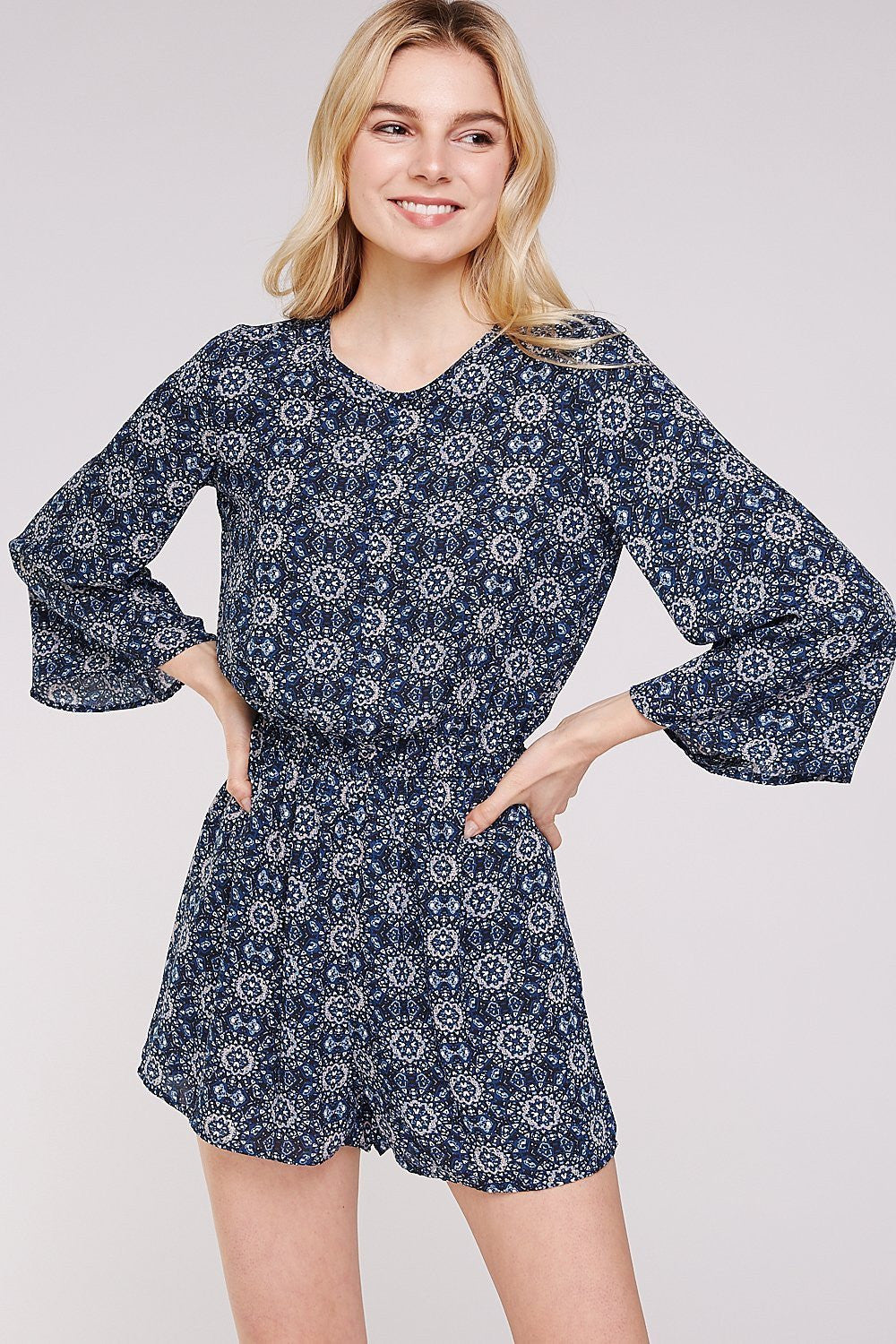 Floral Bell Sleeve Women's Romper