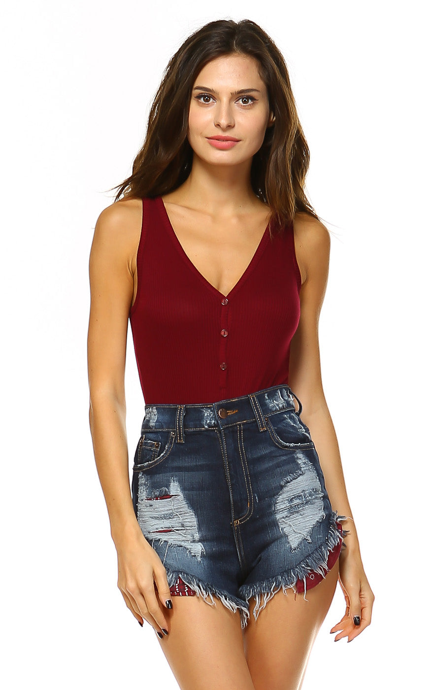 Tank Bodysuit for Woman with Soft Ribbed Sleeveless
