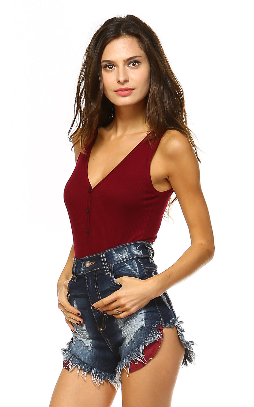 Tank Bodysuit for Woman with Soft Ribbed Sleeveless