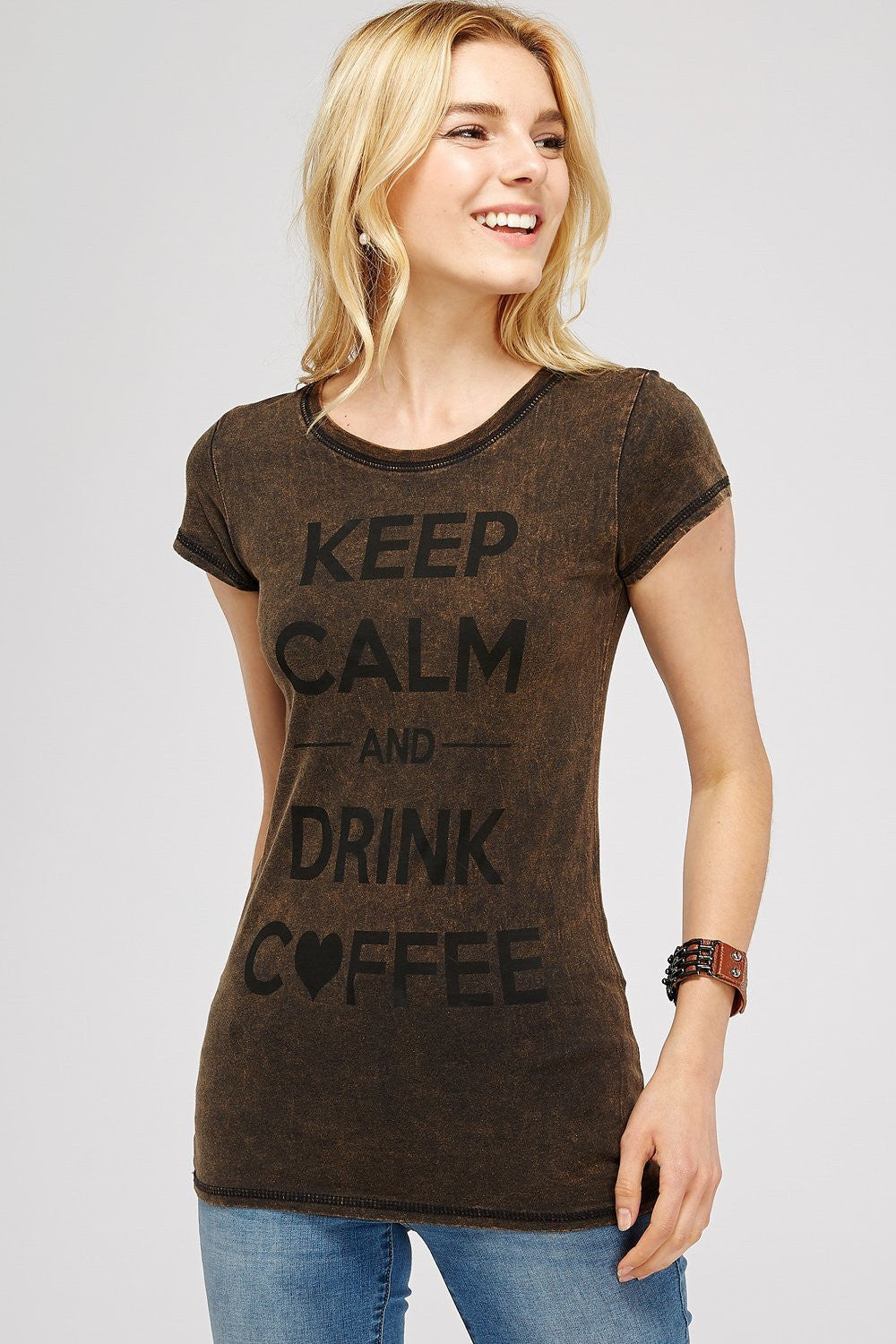 Rusty Brown Mineral Washed Short Sleeve Crew Neck
