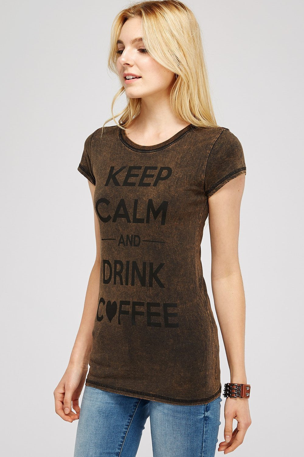 Rusty Brown Mineral Washed Short Sleeve Crew Neck