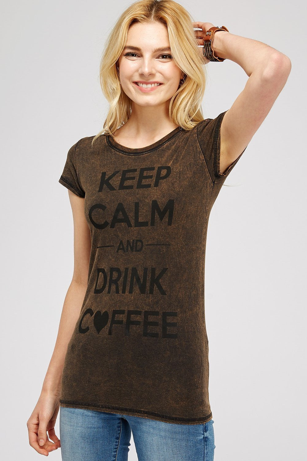 Rusty Brown Mineral Washed Short Sleeve Crew Neck