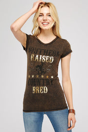 Rusty Brown Mineral Washed Short Sleeve Craw Neck