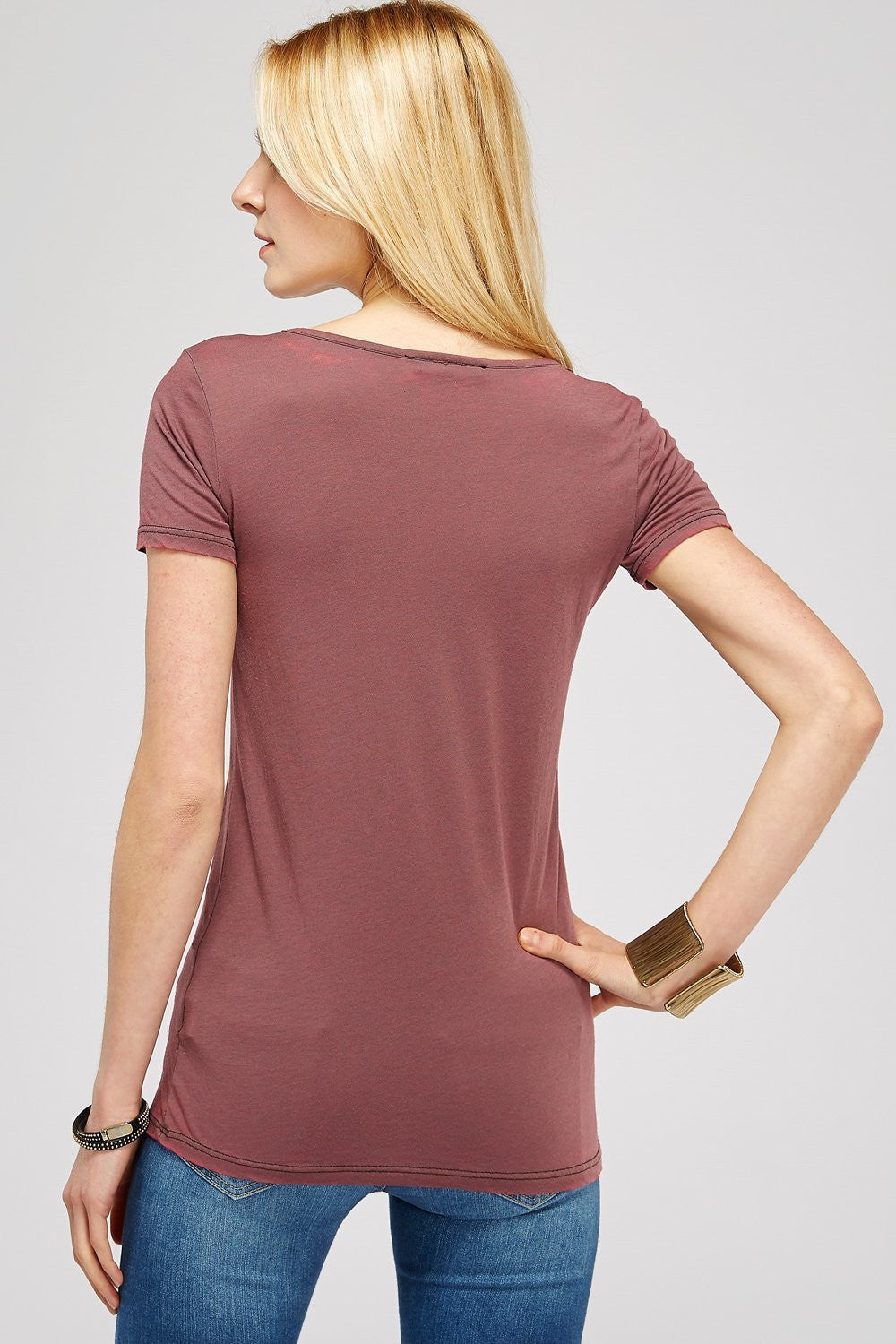 V-Neck Burnout Washed Elephant Arrow With Graphic Pee