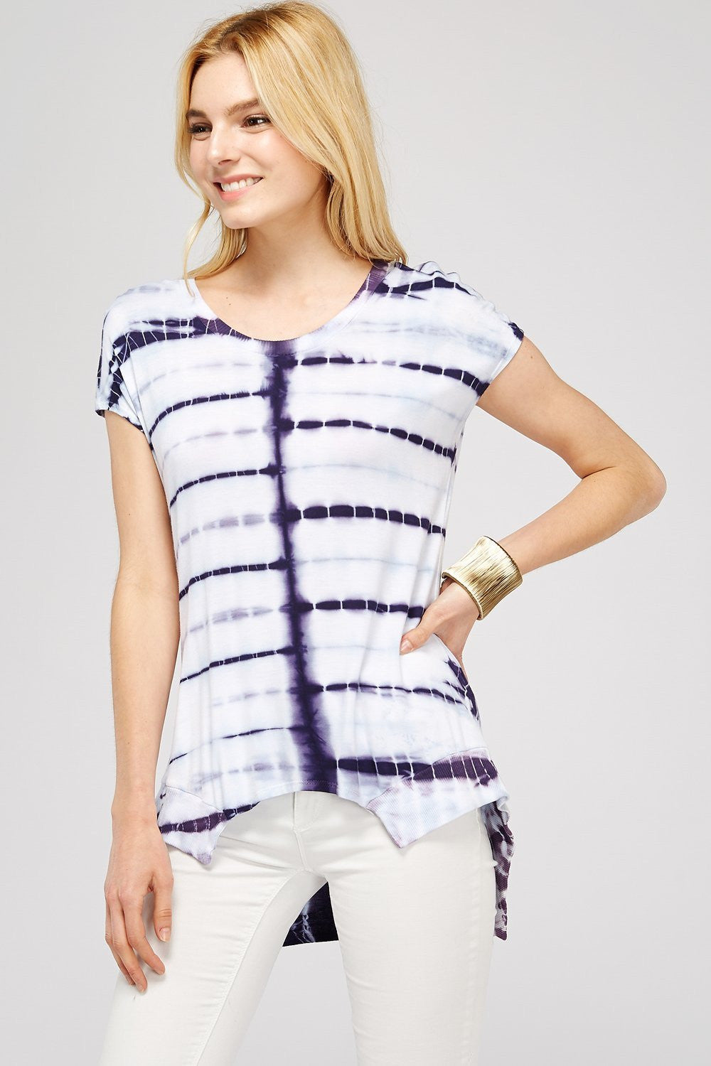 Violet & White Ossified Tie Dye - Women's Short Sleeve