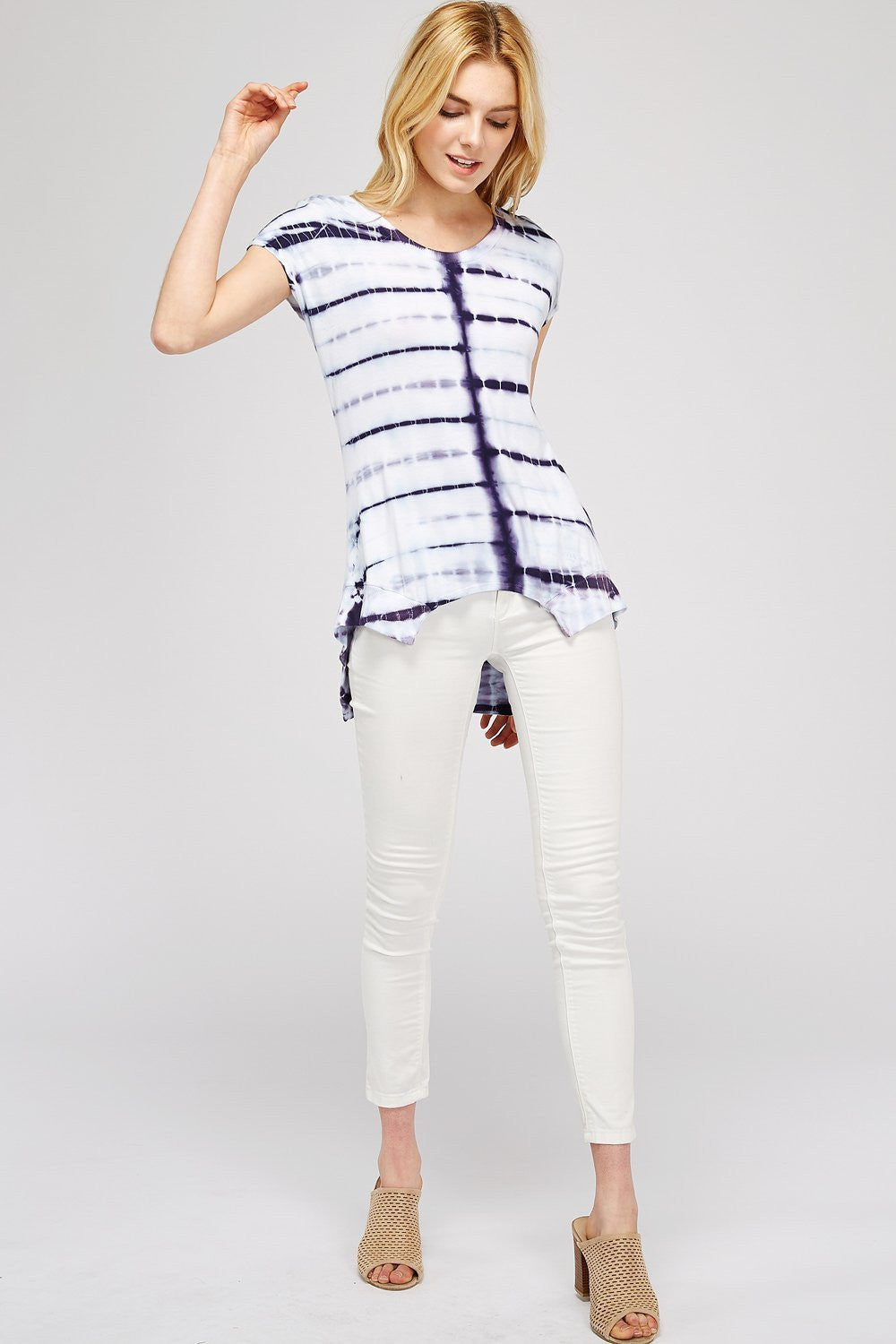 Violet & White Ossified Tie Dye - Women's Short Sleeve