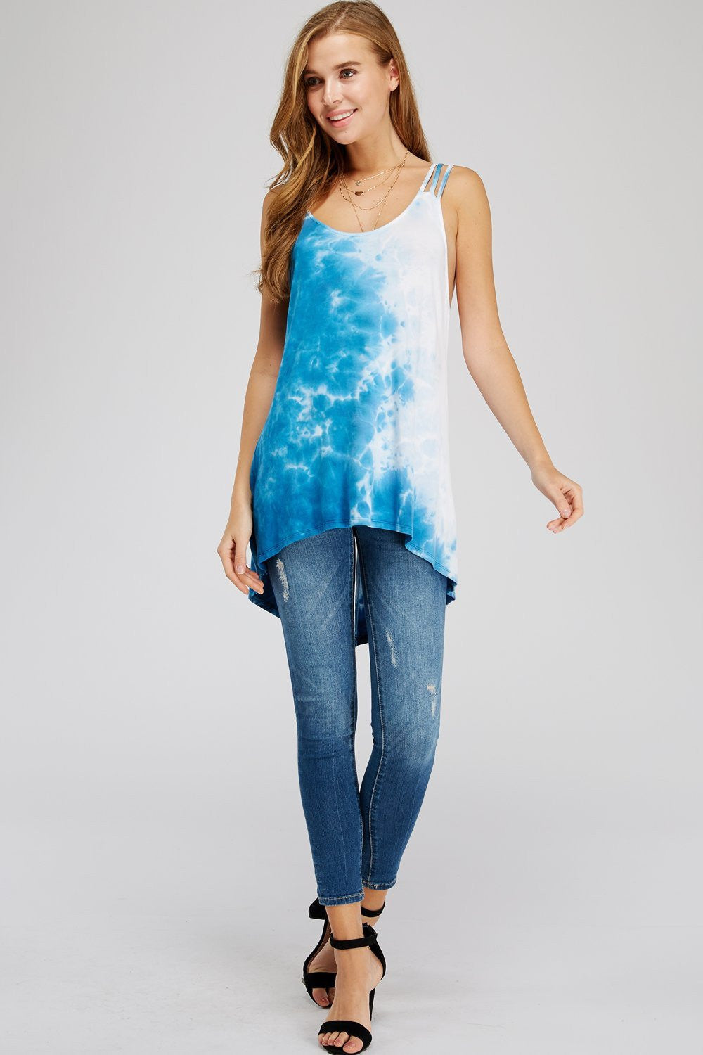 Sky Blue Cloud Women's Tie Dye Tank Top
