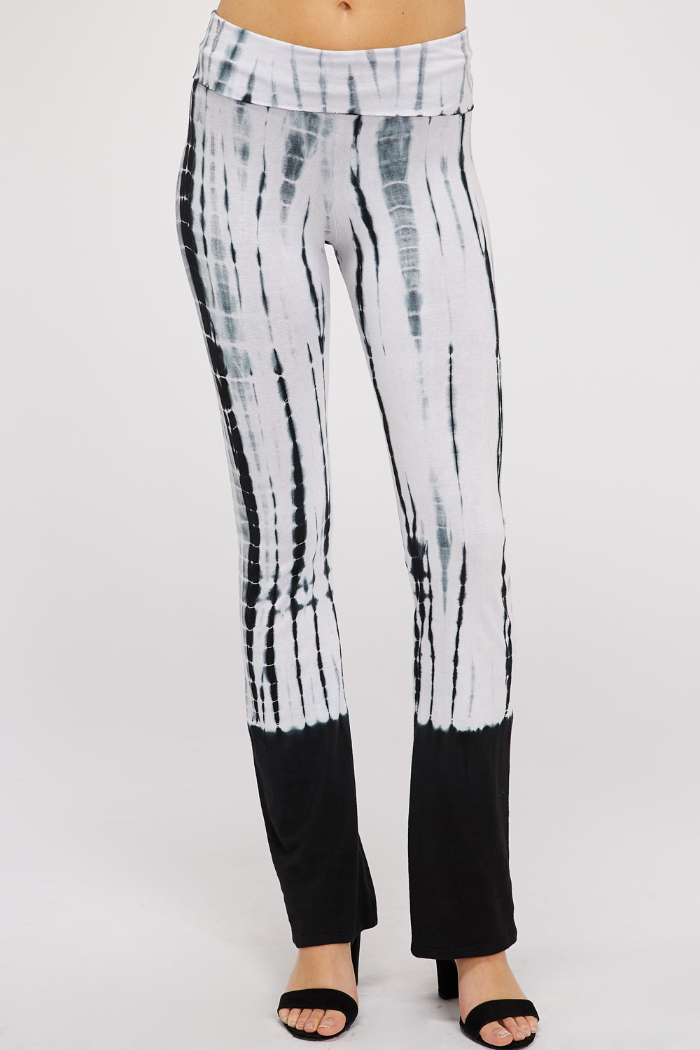 Black and White Bamboo Tie-Dye Pants For Women