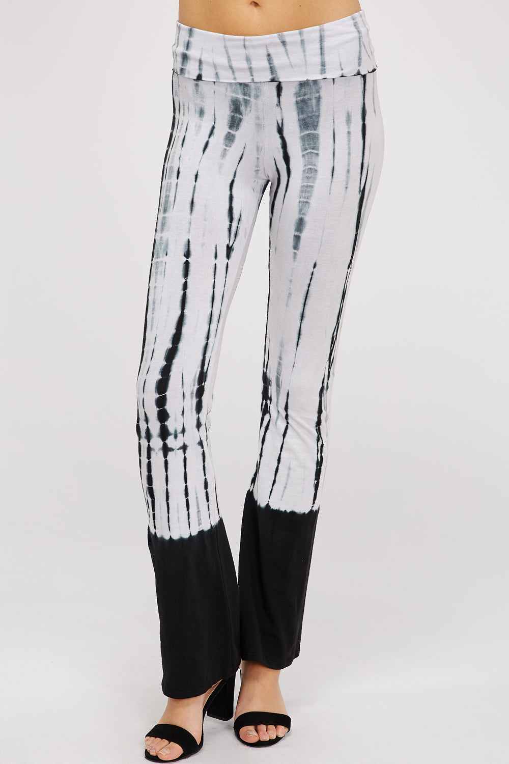 Black and White Bamboo Tie-Dye Pants For Women
