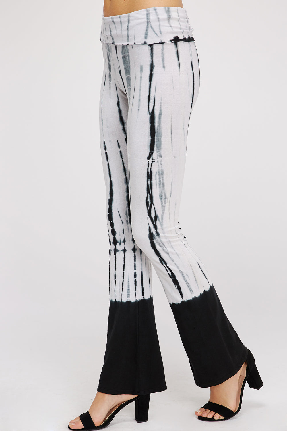 Black and White Bamboo Tie-Dye Pants For Women