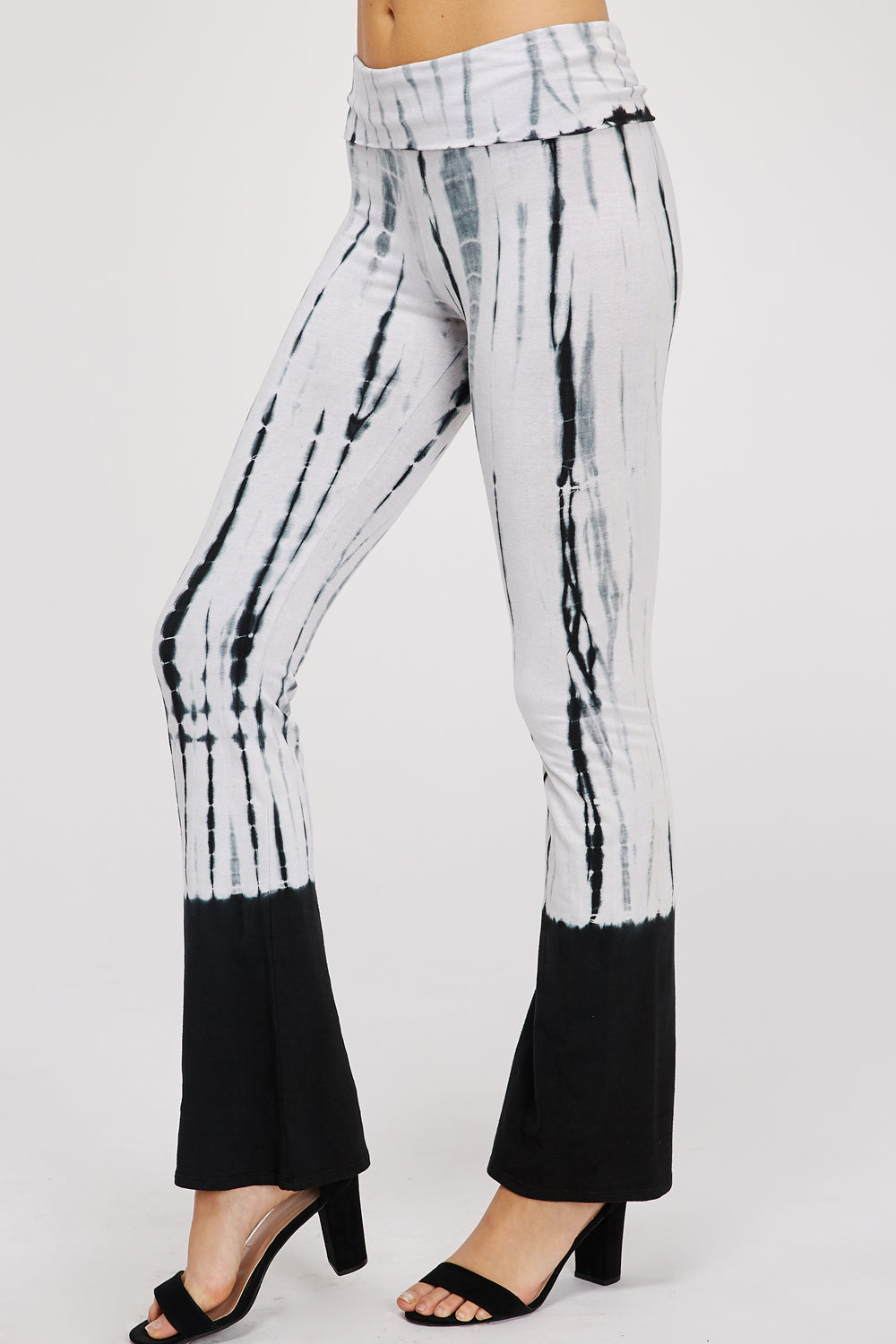 Black and White Bamboo Tie-Dye Pants For Women