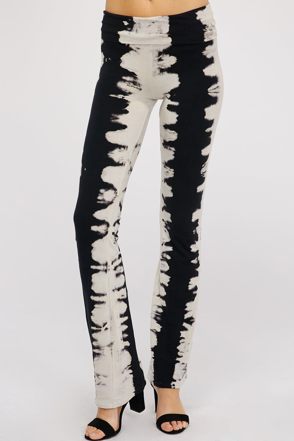 Chic Black & Grey Tie Dye Cotton Leggings