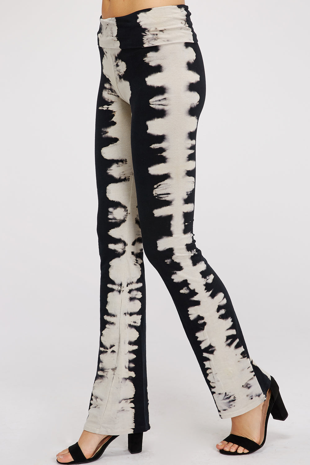 Chic Black & Grey Tie Dye Cotton Leggings