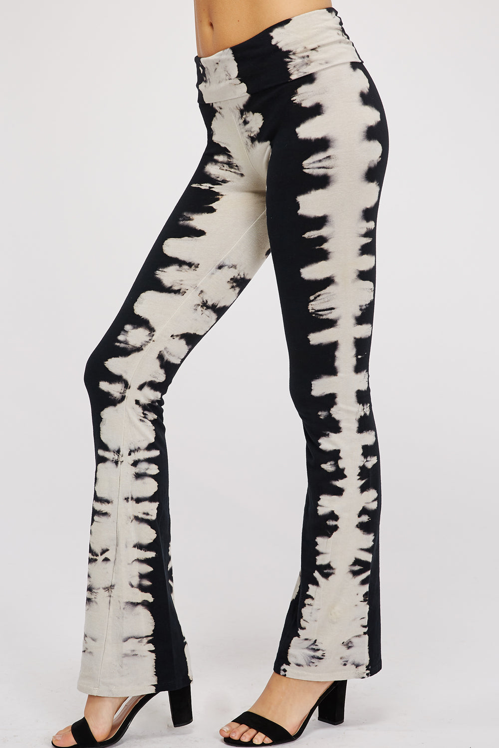 Chic Black & Grey Tie Dye Cotton Leggings