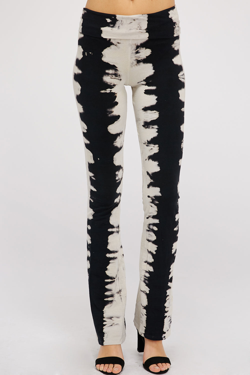 Chic Black & Grey Tie Dye Cotton Leggings