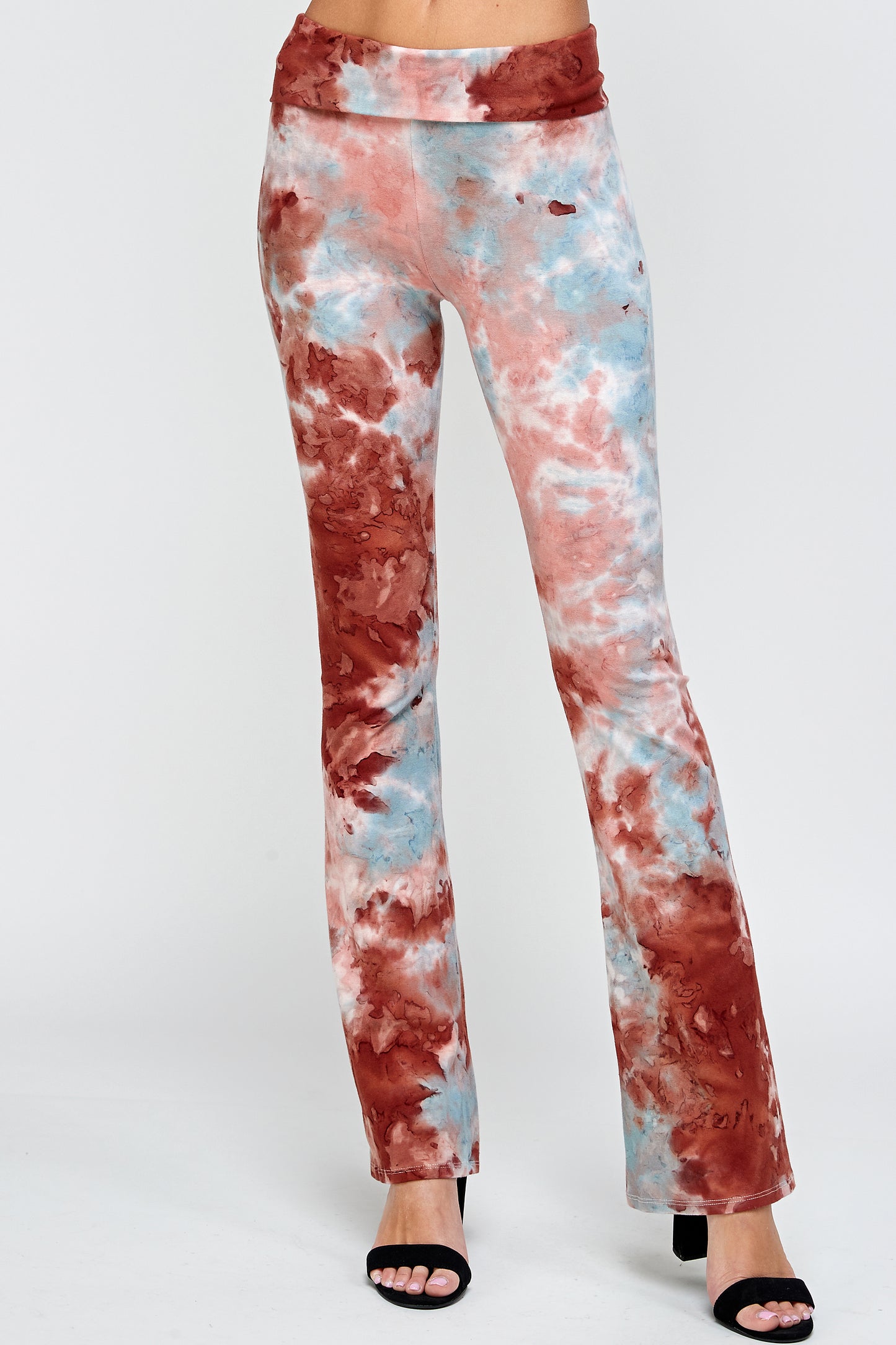 High-wasted Yoga Pants For Women, Workout Tie dye Leggings Wash Fold Over Waistband