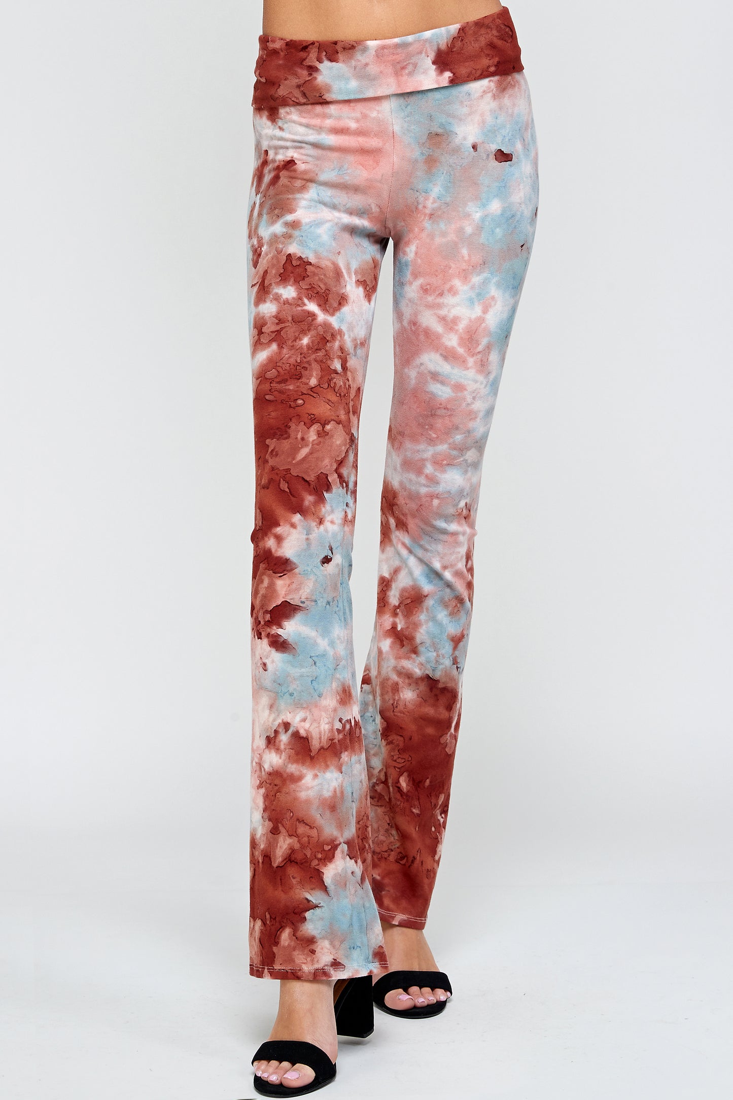 High-wasted Yoga Pants For Women, Workout Tie dye Leggings Wash Fold Over Waistband