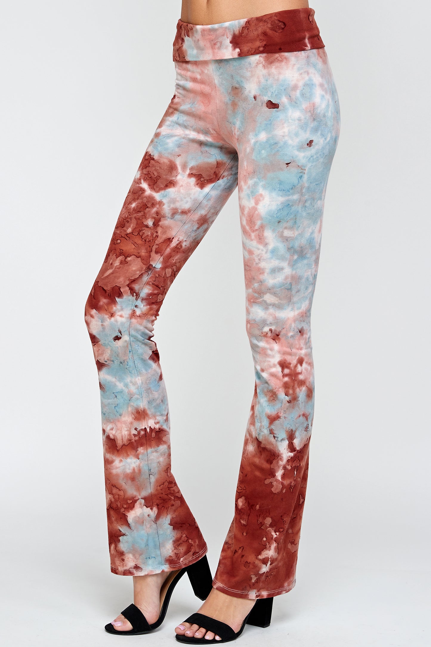 High-wasted Yoga Pants For Women, Workout Tie dye Leggings Wash Fold Over Waistband