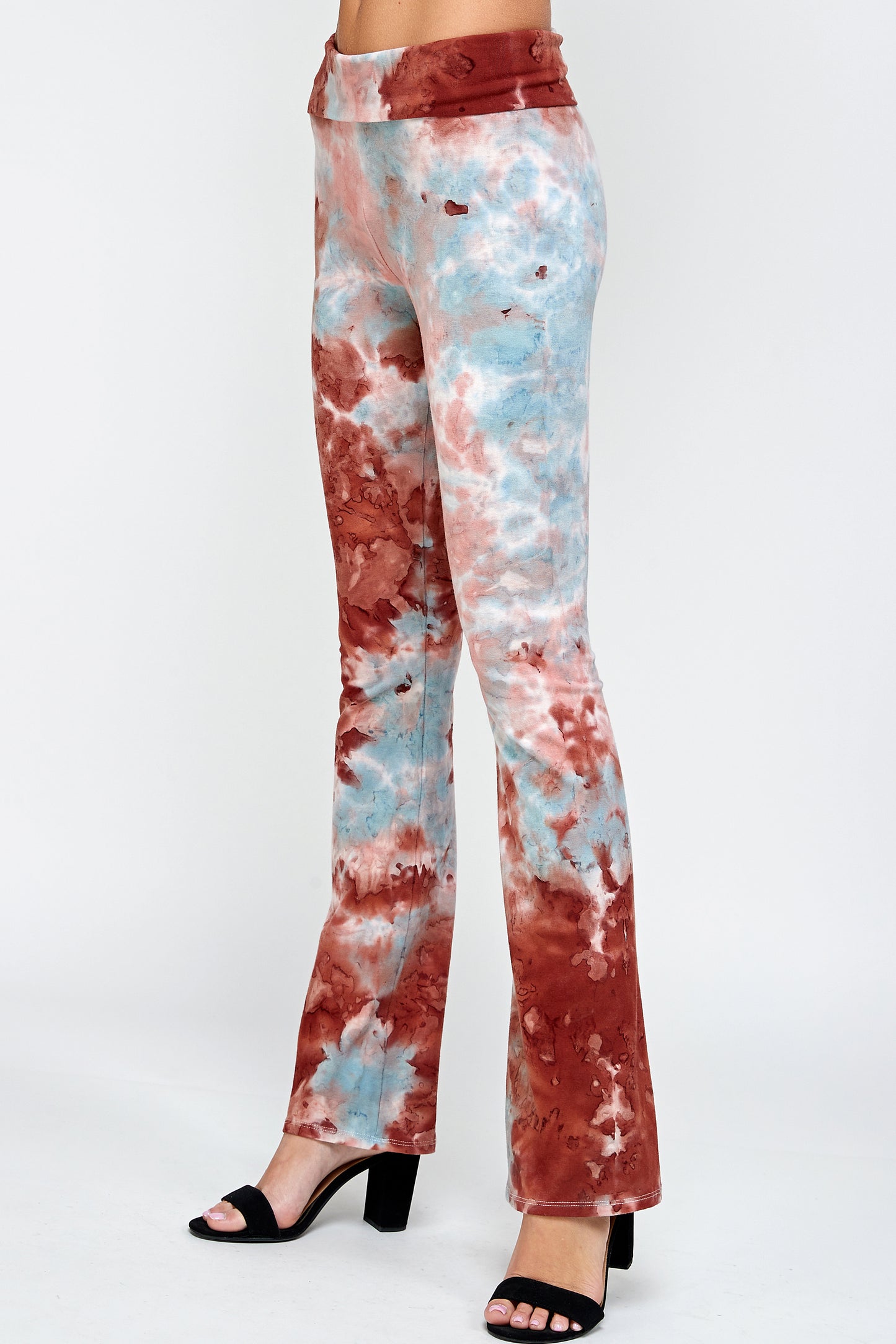High-wasted Yoga Pants For Women, Workout Tie dye Leggings Wash Fold Over Waistband