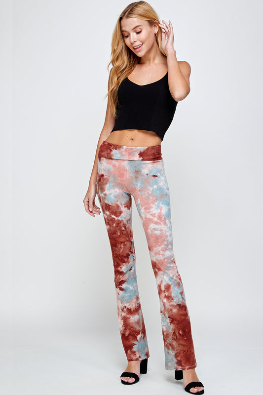 High-wasted Yoga Pants For Women, Workout Tie dye Leggings Wash Fold Over Waistband