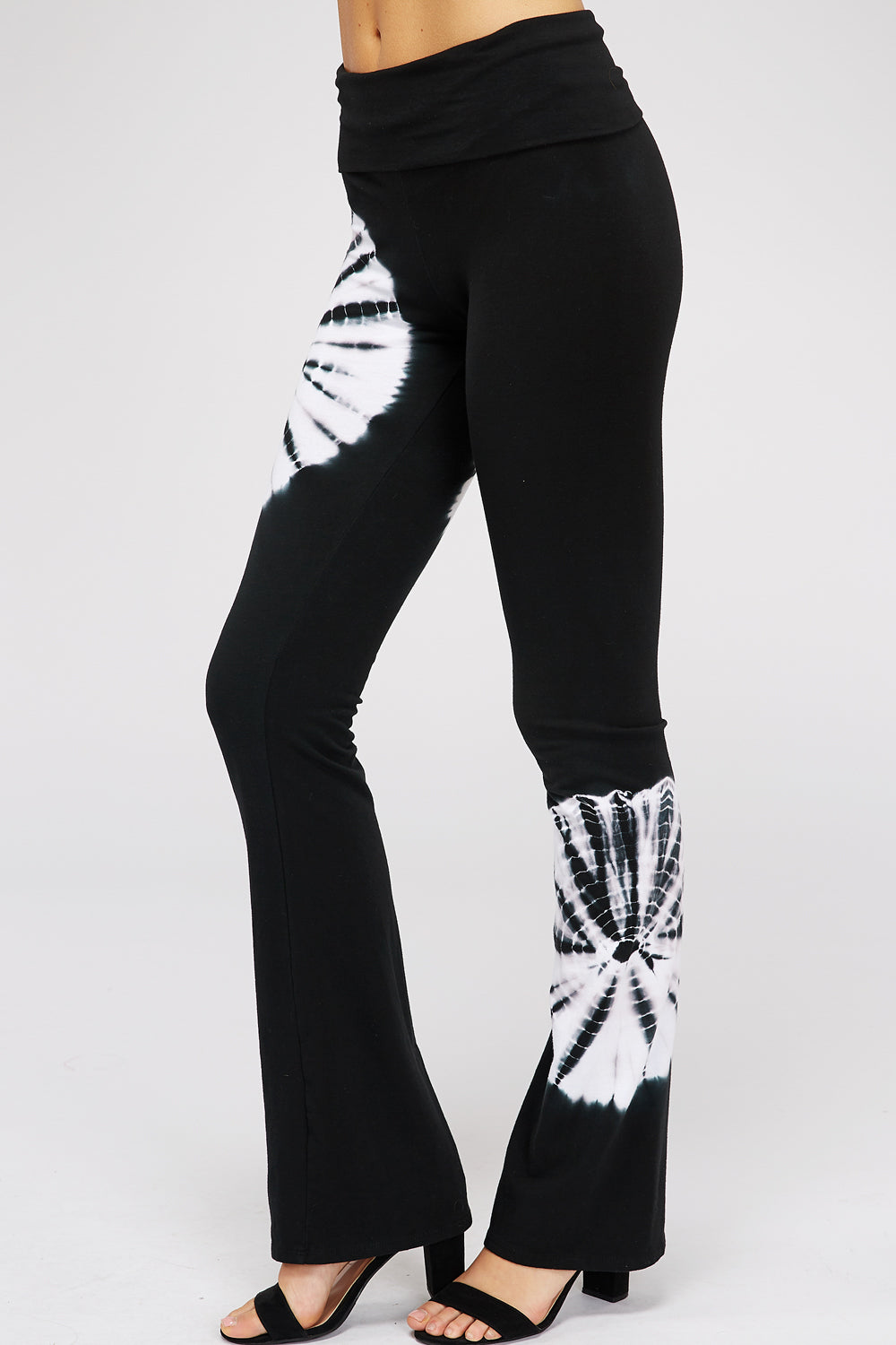 Black & White Spiral Tie-Dye Yoga Pant