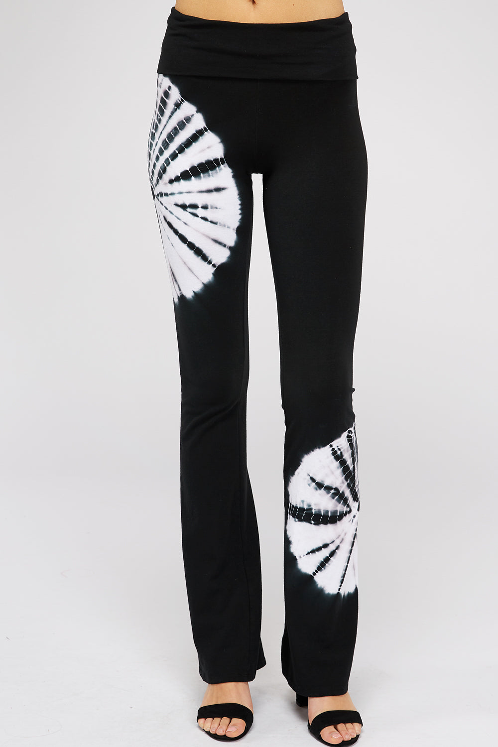 Black & White Spiral Tie-Dye Yoga Pant