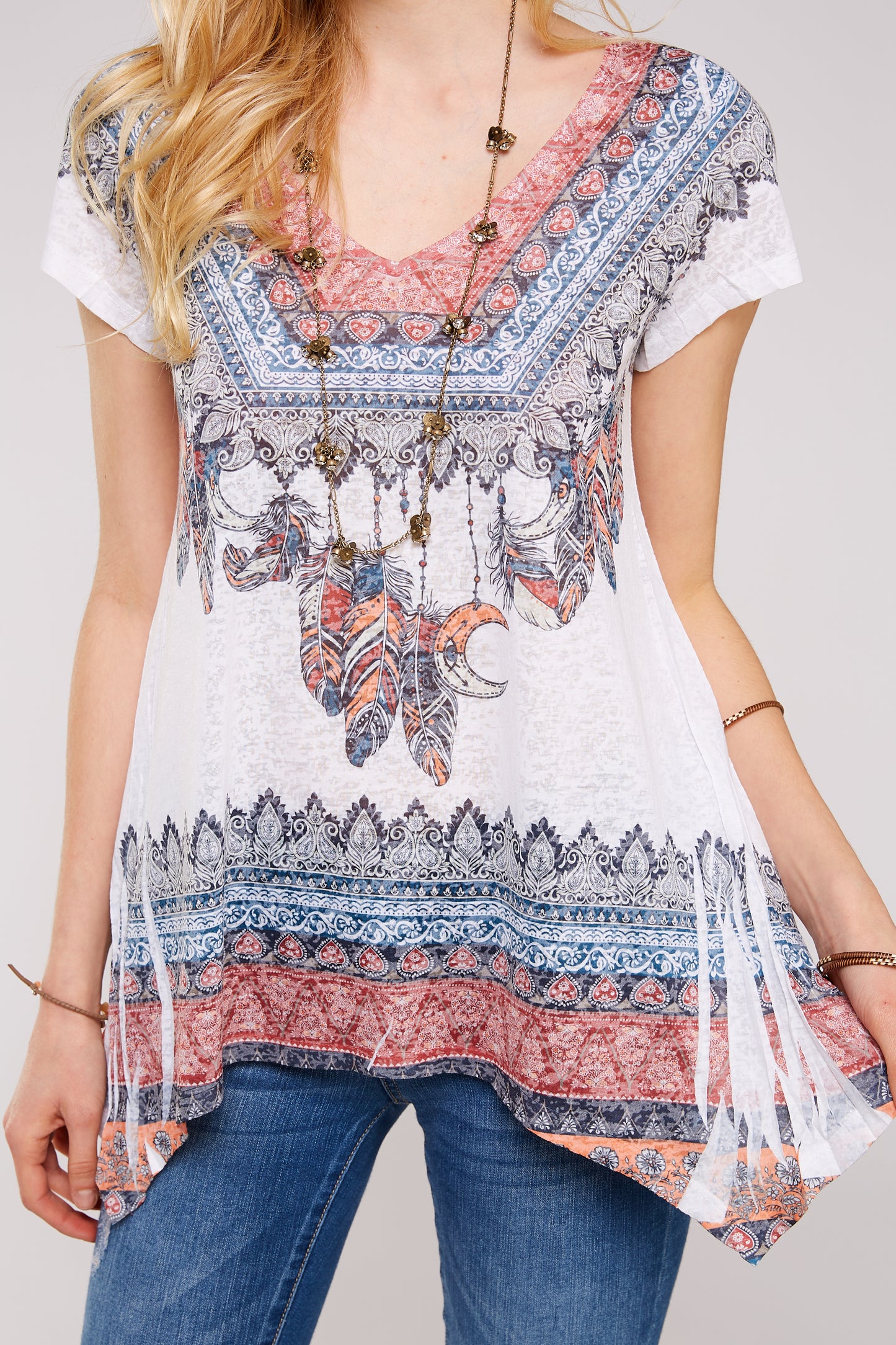 Burnout Tunic top with Shark Bite Hem