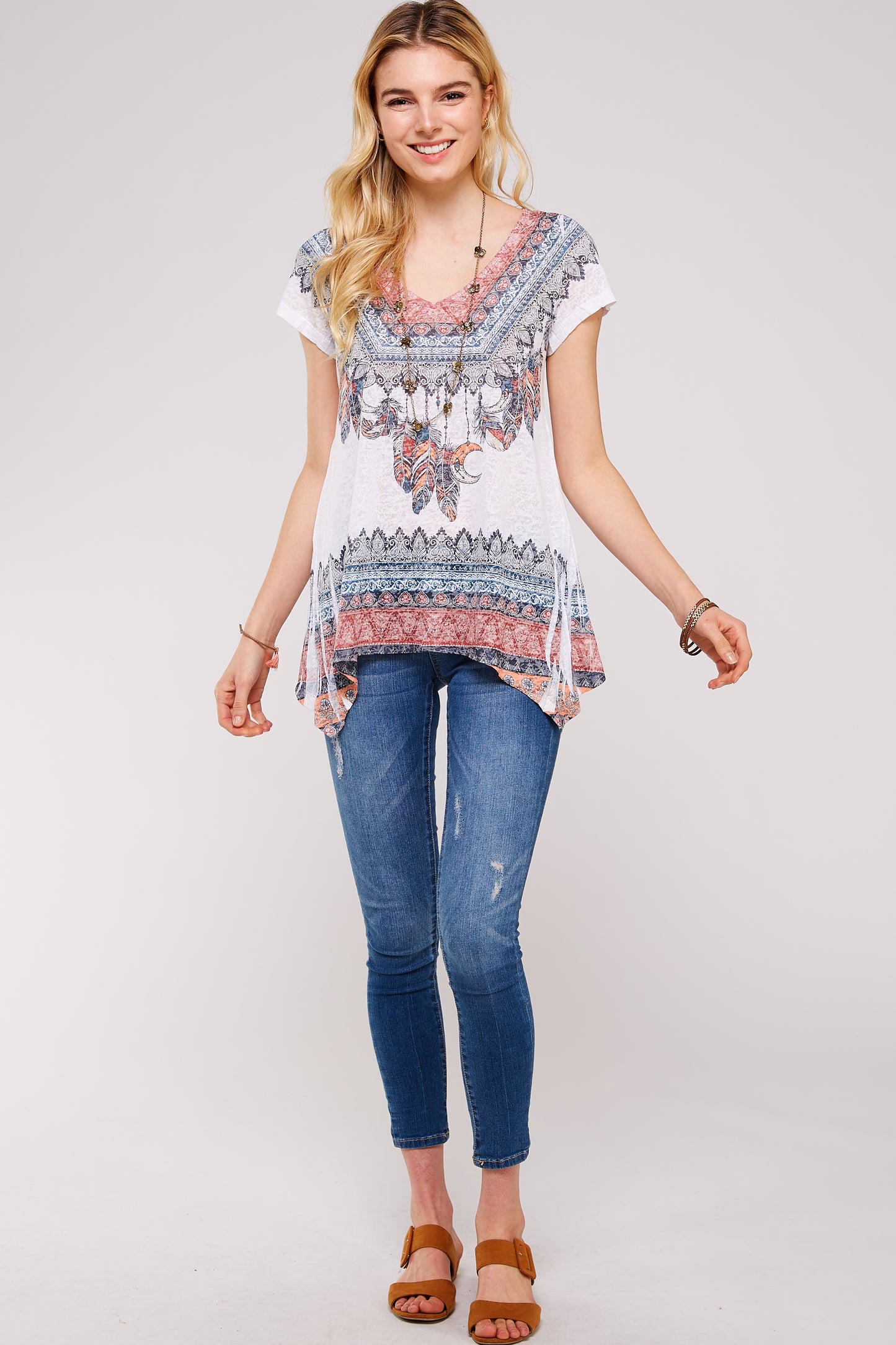 Burnout Tunic top with Shark Bite Hem