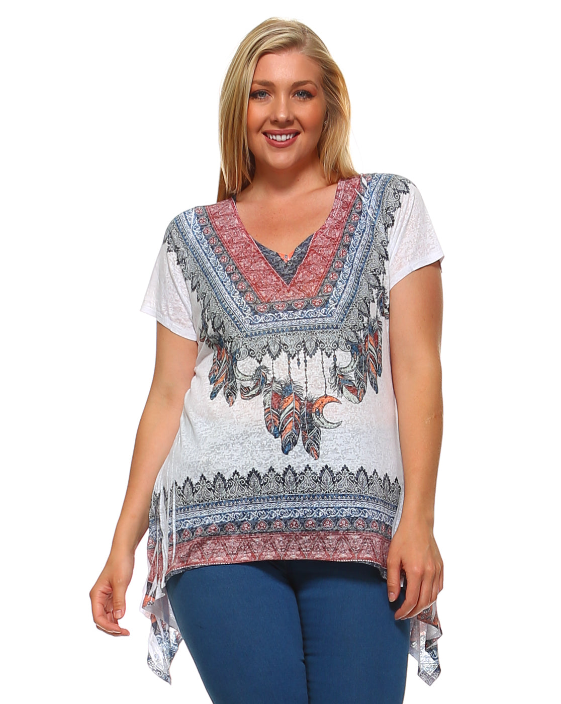 Burnout Tunic top with Shark Bite Hem