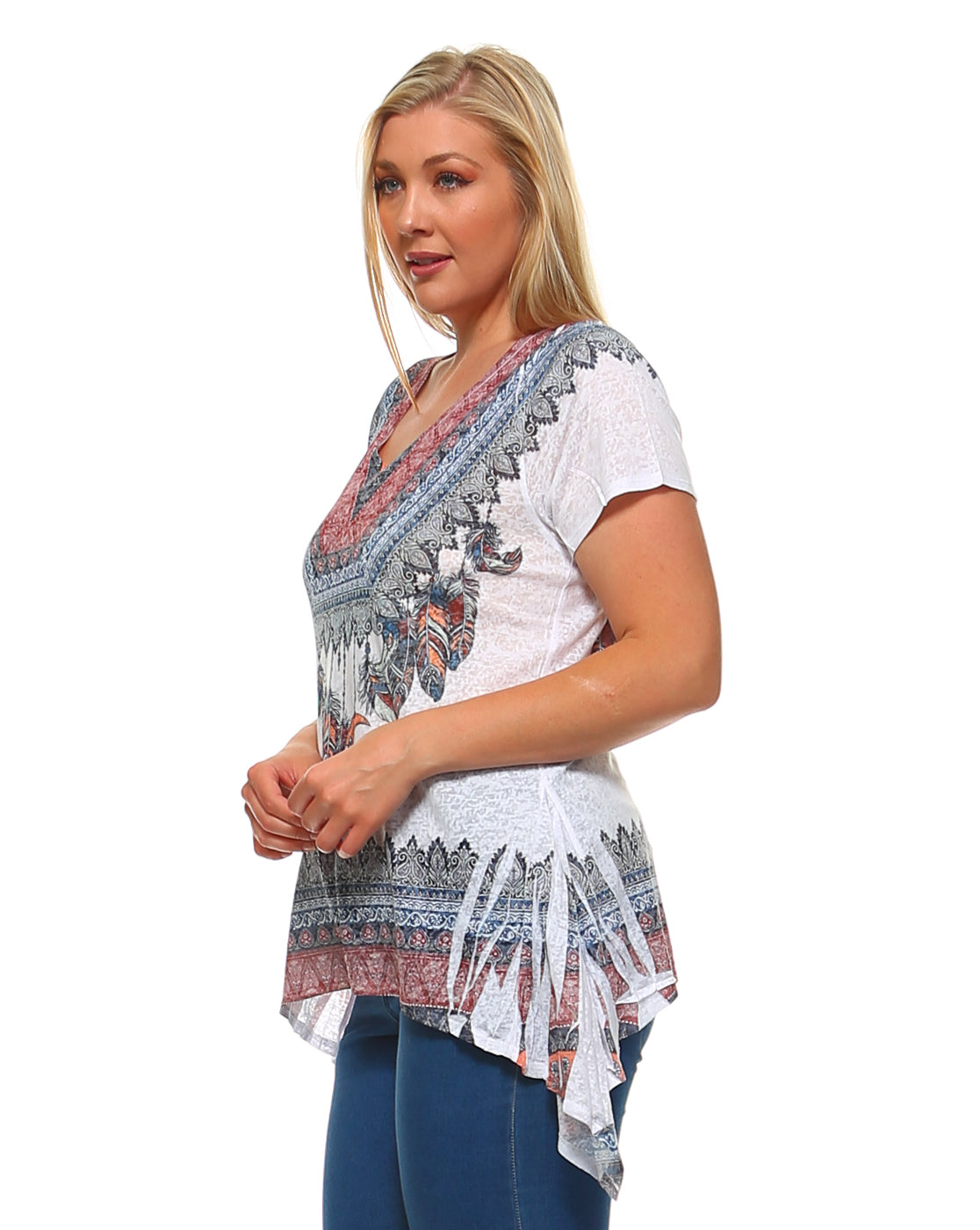 Burnout Tunic top with Shark Bite Hem