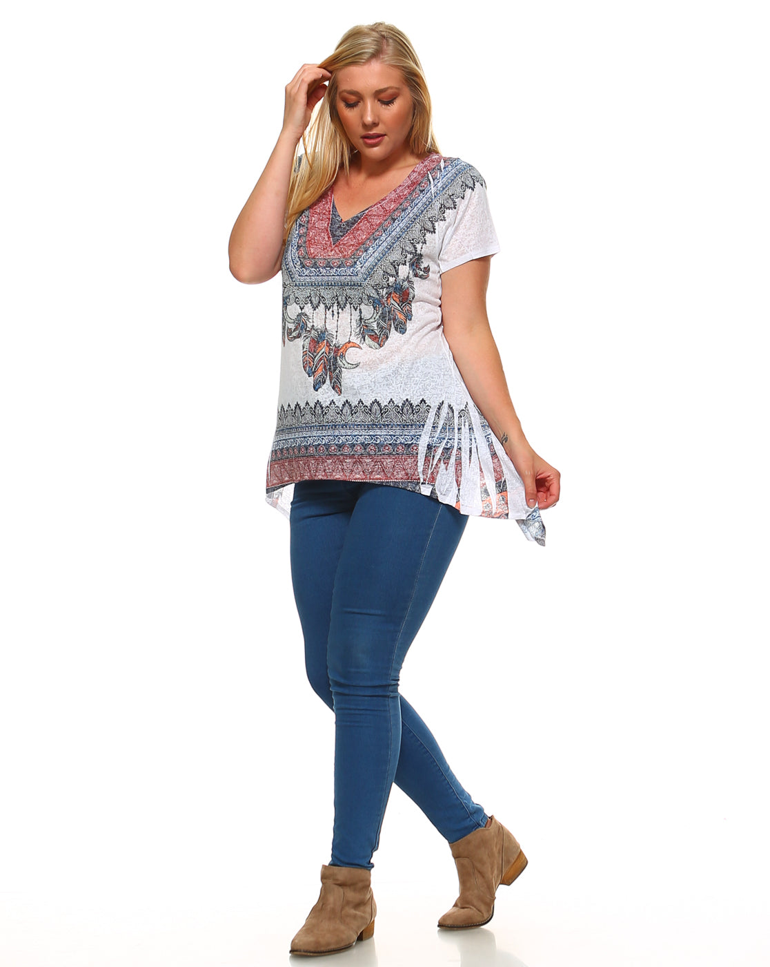 Burnout Tunic top with Shark Bite Hem