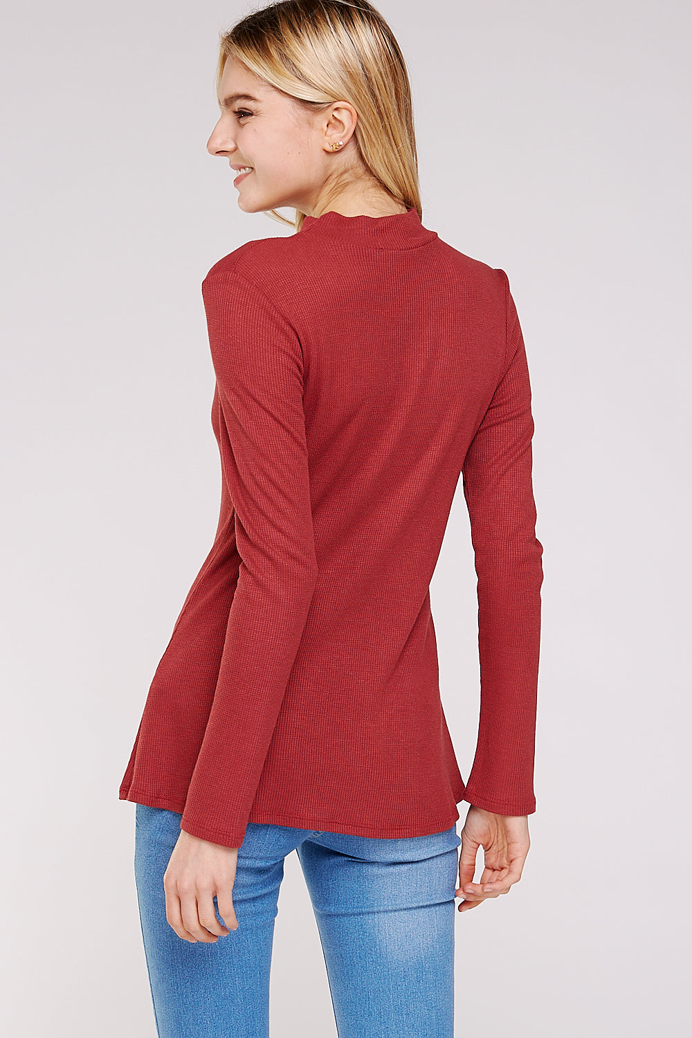 Women’s Thermal Top – Soft Mock Neck Knit Long sleeve Thermal Top