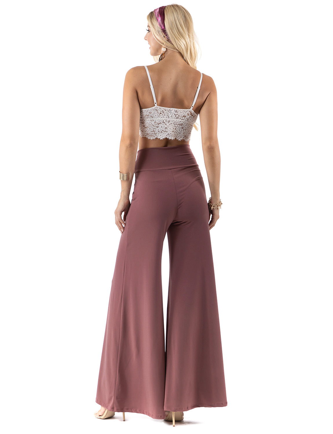 Stone - High Waist Solid Palazzo Pants