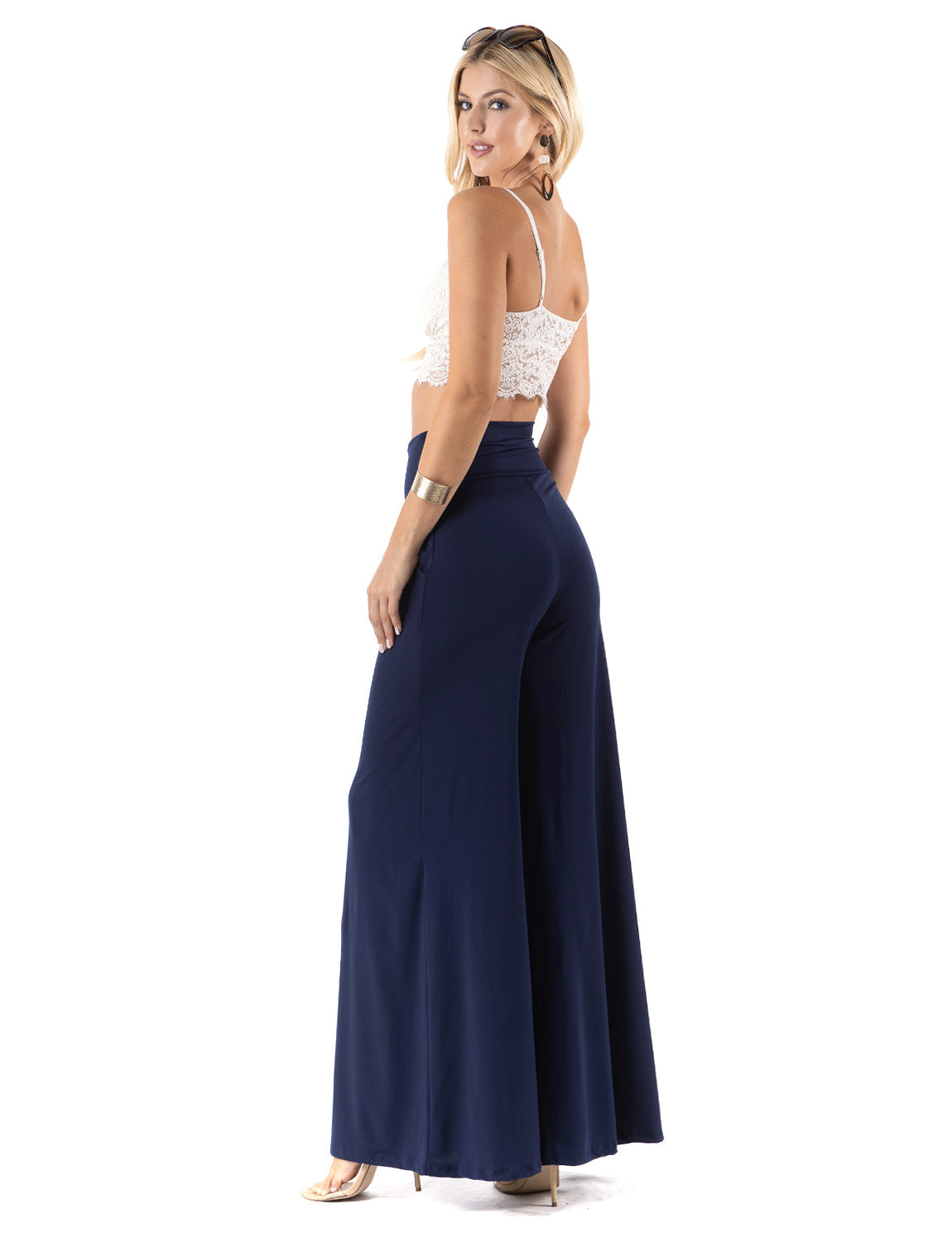 Stone - High Waist Solid Palazzo Pants