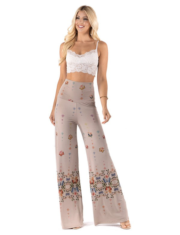 Regular & Plus Size Butterfly Print Palazzo Pants