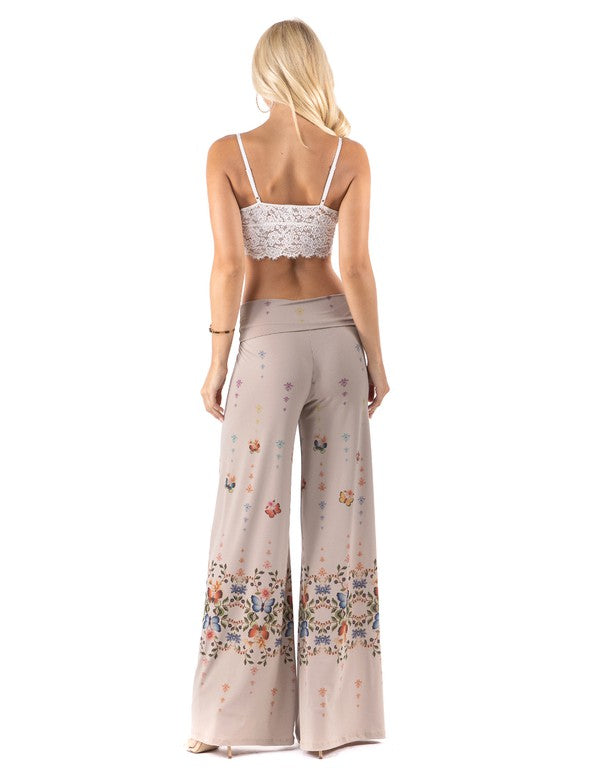 Regular & Plus Size Butterfly Print Palazzo Pants