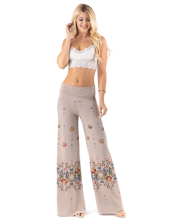 Regular & Plus Size Butterfly Print Palazzo Pants