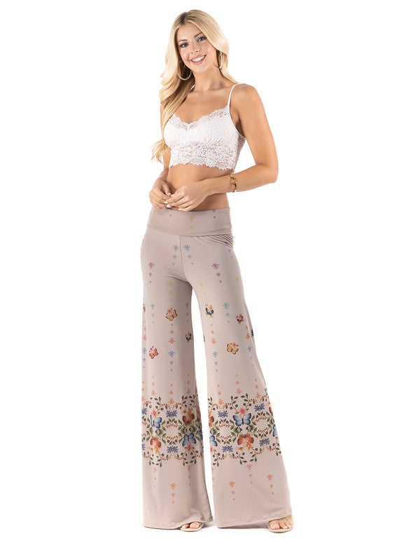 Regular & Plus Size Butterfly Print Palazzo Pants