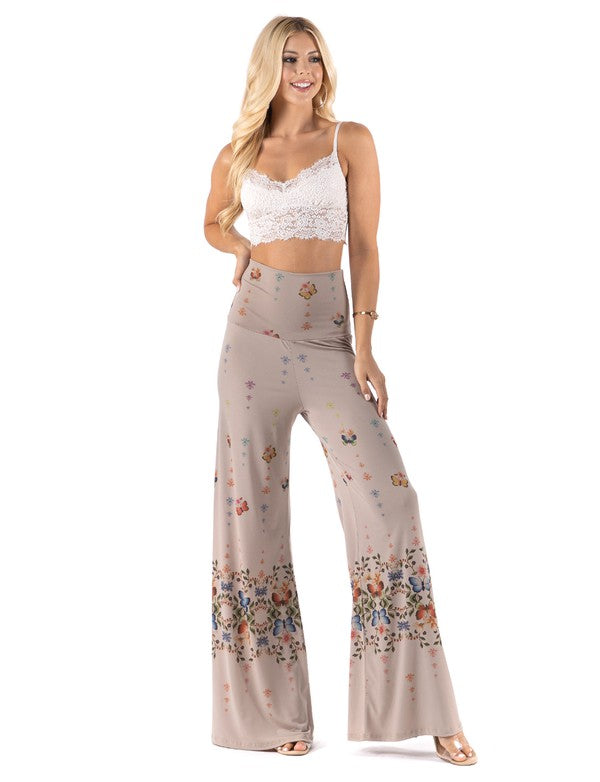 Regular & Plus Size Butterfly Print Palazzo Pants