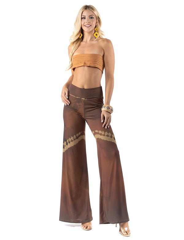 Deer Scenery Print High Waist Palazzo Pants