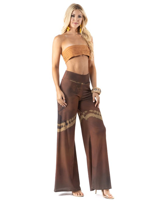 Deer Scenery Print High Waist Palazzo Pants