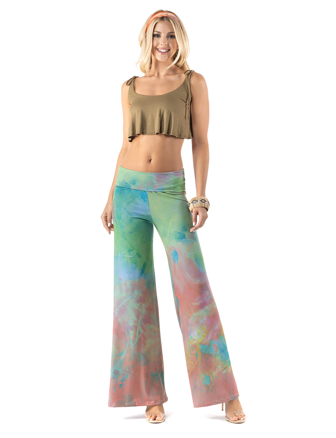 Multicolor Watercolor Print High waist Palazzo Pants