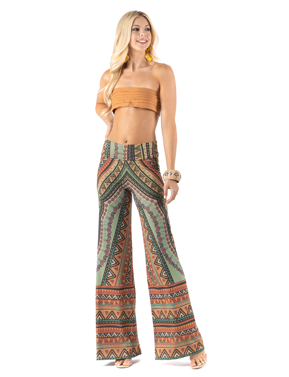 Multicolor Bohemian Style High Waist Palazzo Pants