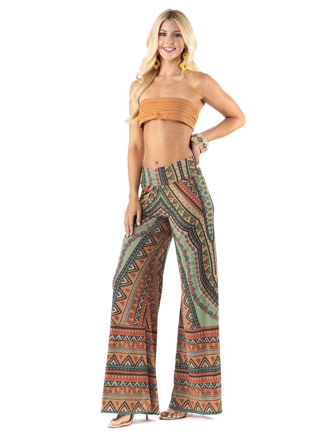 Multicolor Bohemian Style High Waist Palazzo Pants