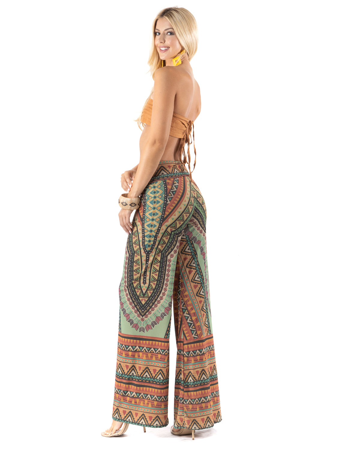 Multicolor Bohemian Style High Waist Palazzo Pants