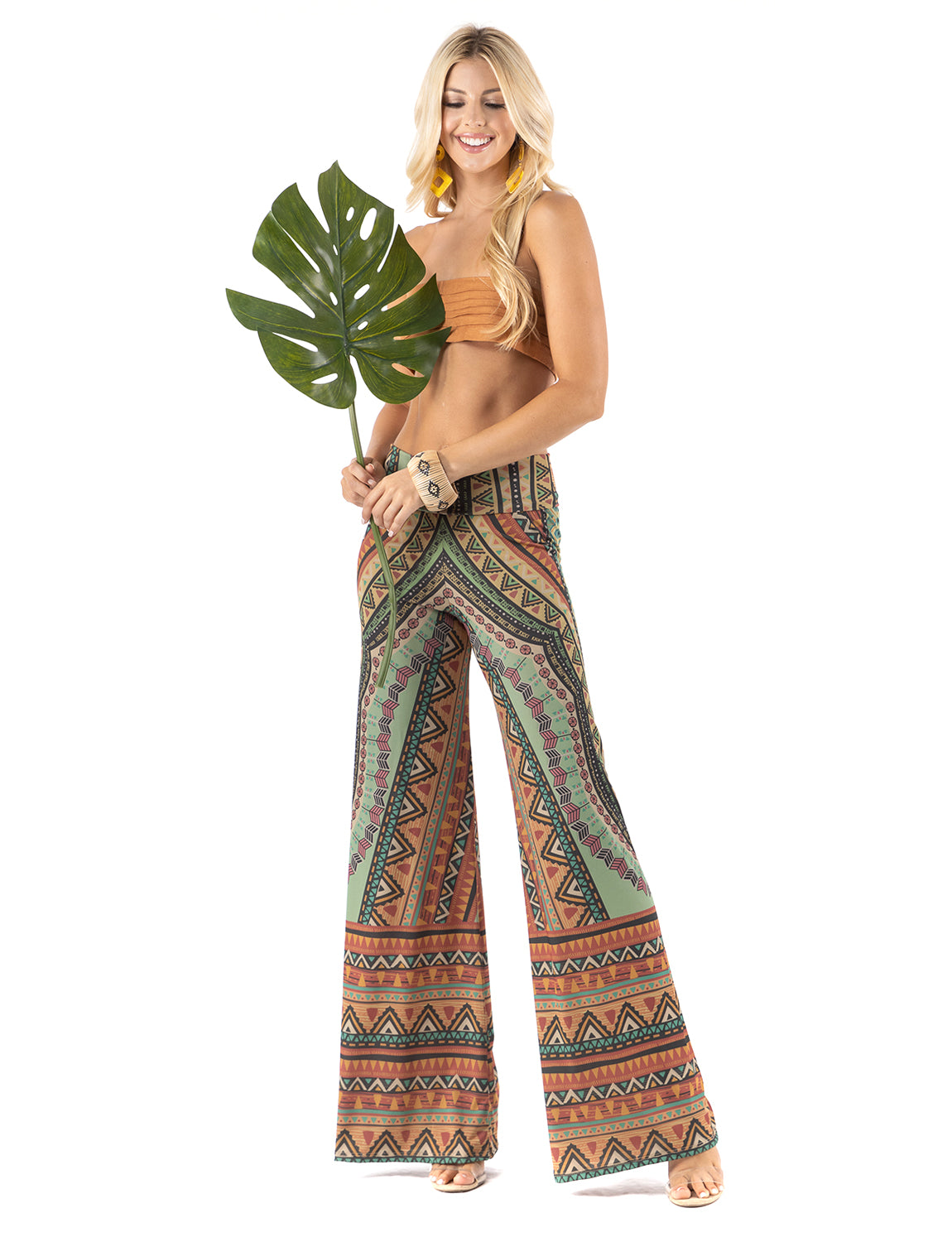Multicolor Bohemian Style High Waist Palazzo Pants