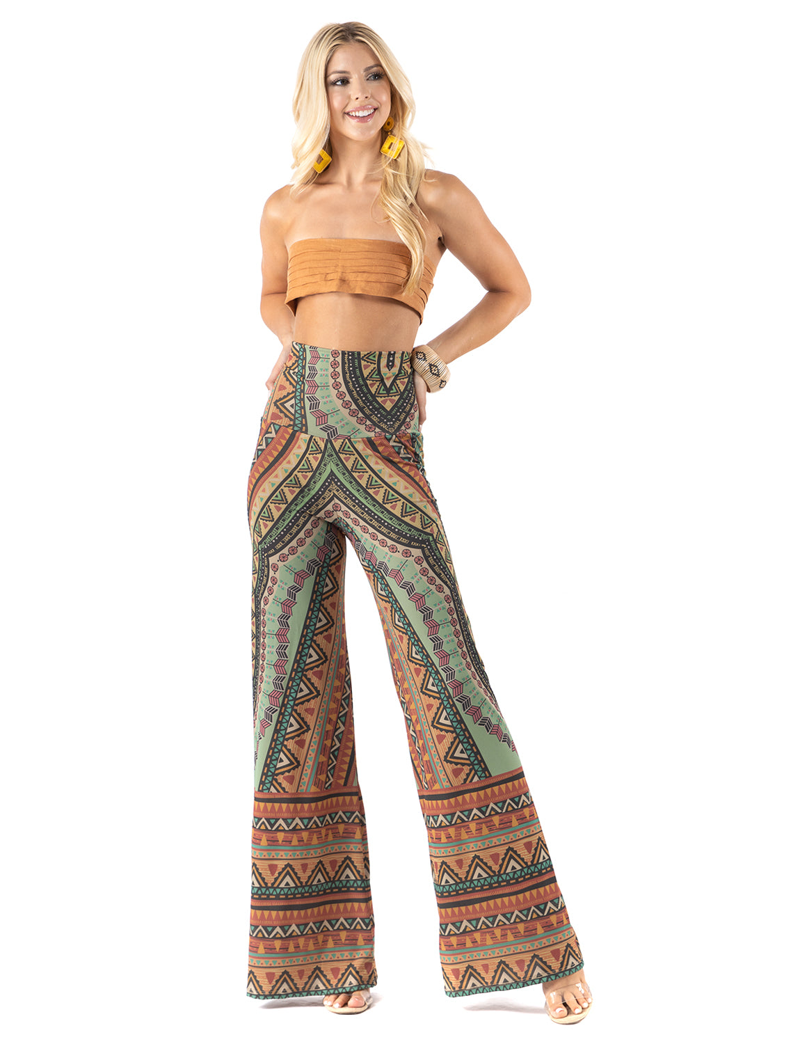 Multicolor Bohemian Style High Waist Palazzo Pants
