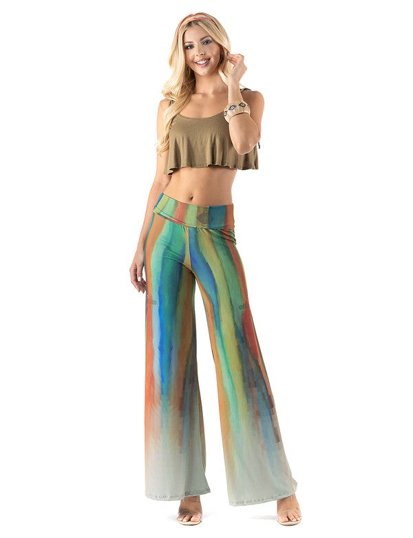 Multicolor Striped High Waist Palazzo Pants